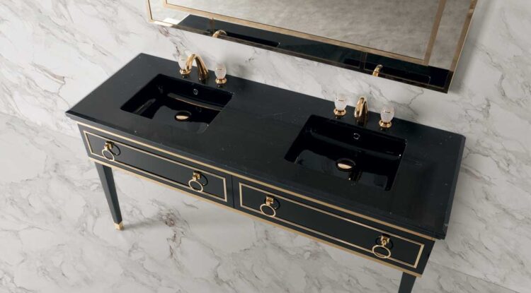 Тумба для ванной Lutetia, отделка Black, мрамор Nero Marquinia