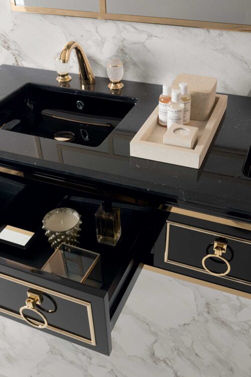 Тумба для ванной Lutetia, отделка Black, мрамор Nero Marquinia