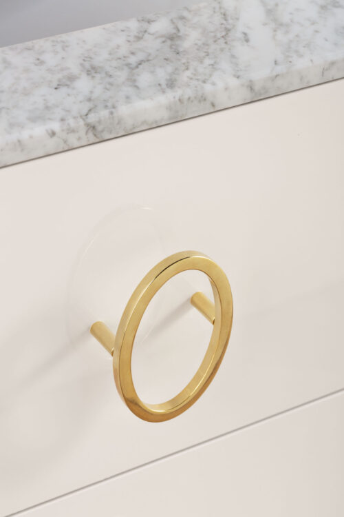 Тумба Daphne, отделка Bianco, мрамор Bianco Statuario, золотые детали