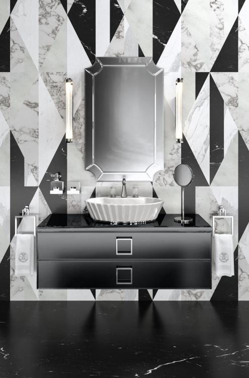 Daphne vanity unit, Smoke mirror, Smoke mirror top, Narciso mirror, Plissè washbasin