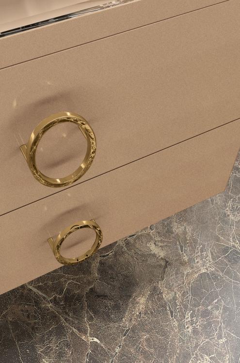 Daphne vanity unit, Bronze finish, Bronze glass top, Narciso mirror, Nelly wall lamp