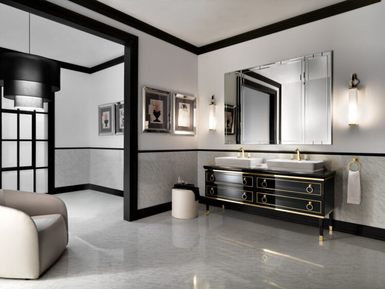 Тумба для ванной Lutetia, отделка Black, мрамор Nero Marquinia