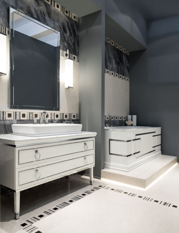 Тумба Lutetia, отделка Bianco, мрамор Bianco Statuario