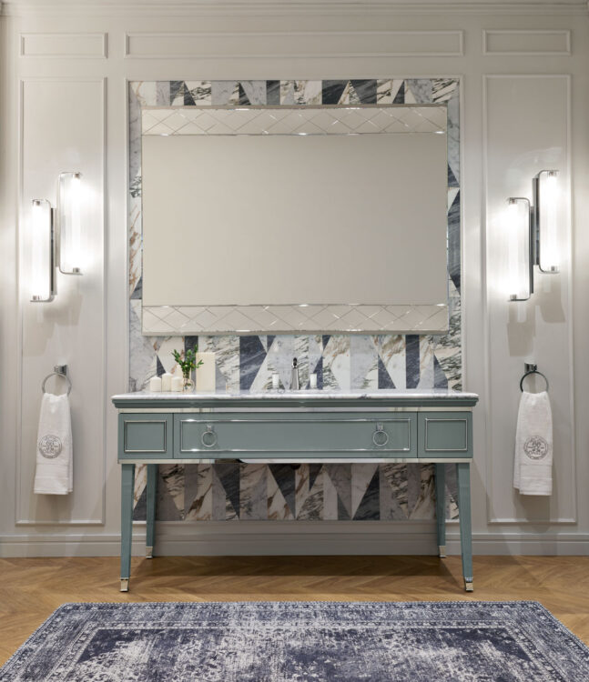 Тумба Lutetia, отделка Avio, мрамор Bianco Statuario