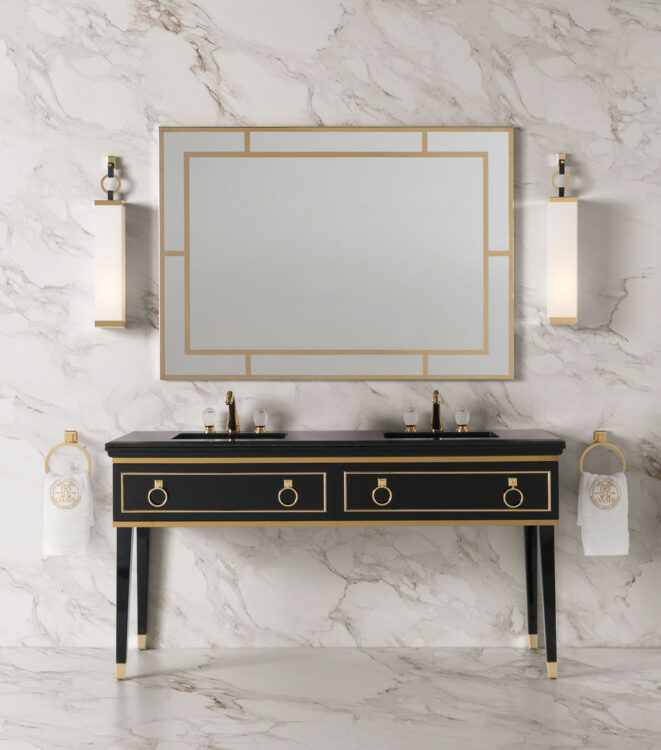 Тумба для ванной Lutetia, отделка Black, мрамор Nero Marquinia