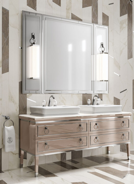 Тумба для ванной Lutetia, отделка Tortora, мрамор Calacatta Oro