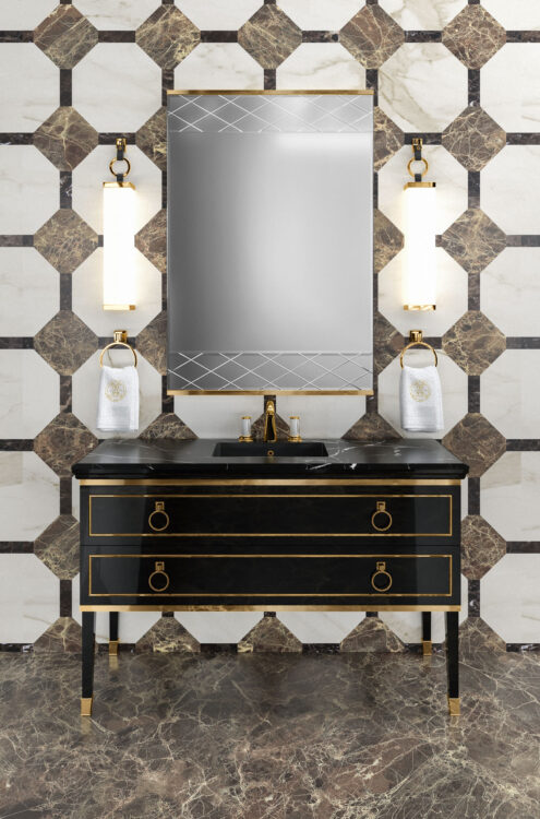 Тумба для ванной Lutetia, отделка Black, мрамор Nero Marquinia