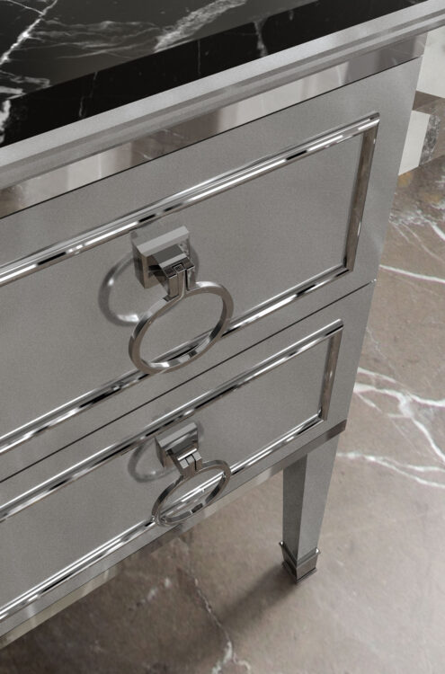 Тумба для ванной Lutetia, отделка Dark Grey, мрамор Nero Marquinia