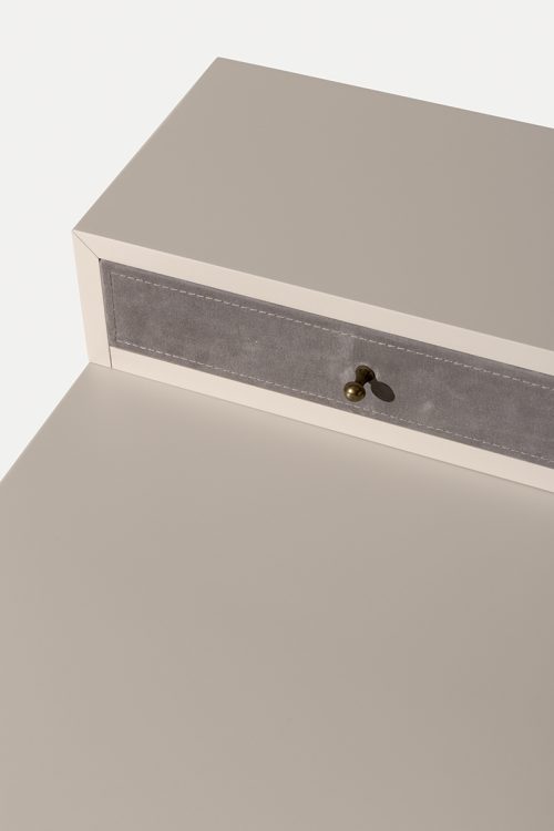 Proust writing desk in Tortora lacquered finish with bronze metal finish details