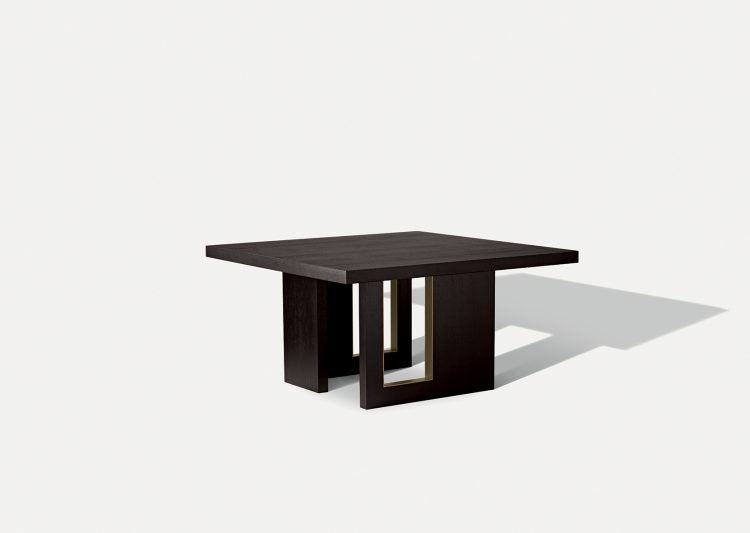 Tao table - Square version - in Black Oak finish with bronze metal details