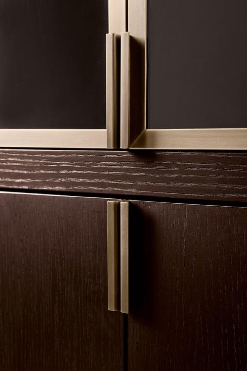 Medici glass cabinet in Moka Oak finish