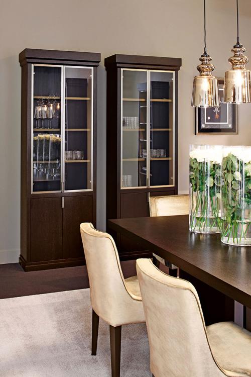 Medici glass cabinet in Black Oak finish