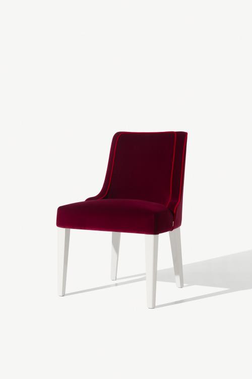 Isabey chair with Bianco lacquered legs and covered in velvet
