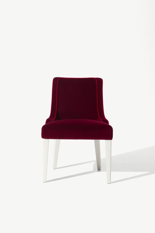 Isabey chair with Bianco lacquered legs and covered in velvet