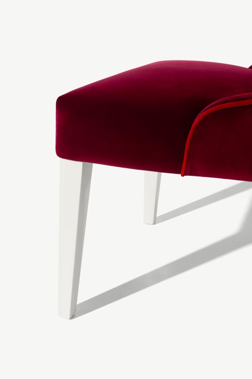 Isabey chair with Bianco lacquered legs and covered in velvet