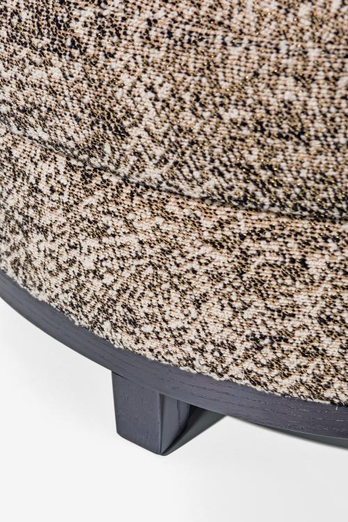 Ava armchair with Moka Oak base and covered in fabric