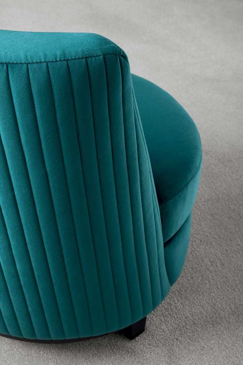 Ava armchair with Moka Oak base and covered in velvet