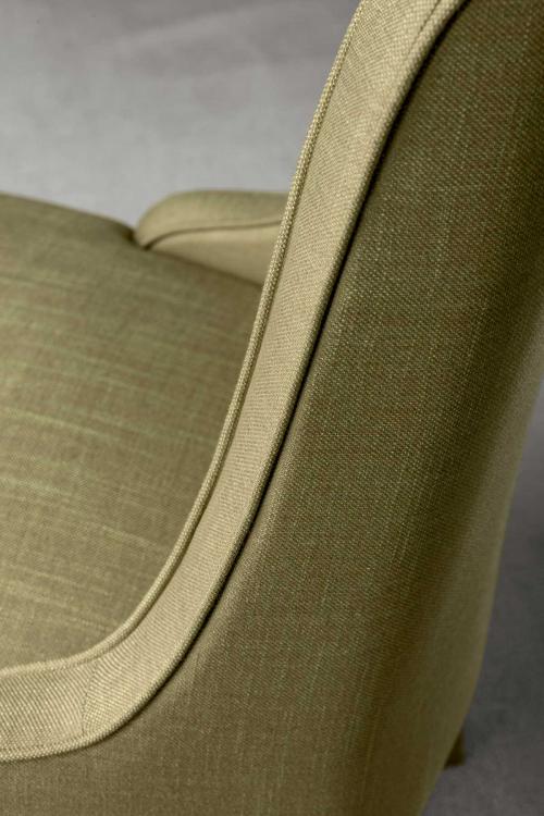 Isabey chair with Sand Oak finish and covered in fabric