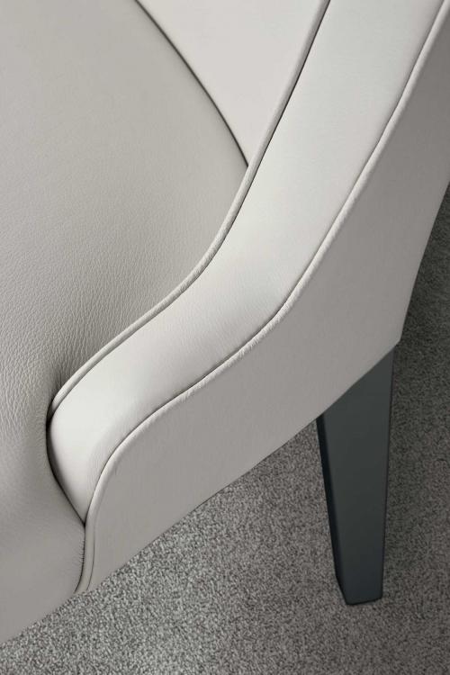 Isabey chair with Cemento lacquered legs and covered in leather