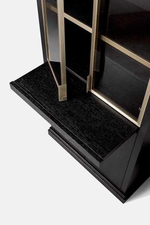 Medici glass cabinet in Black Oak finish