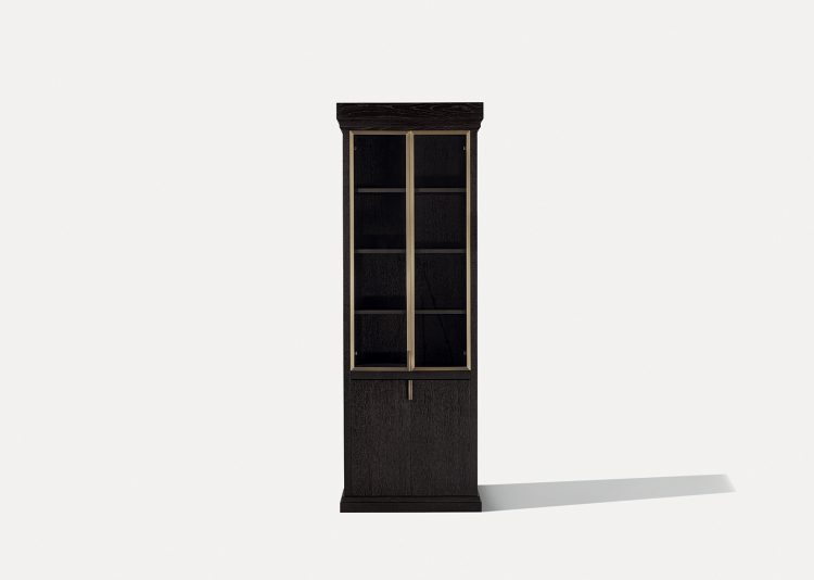 Medici glass cabinet in Black Oak finish