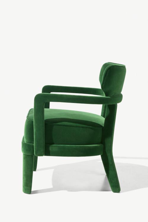 Zoe small armchair totally covering in green velvet