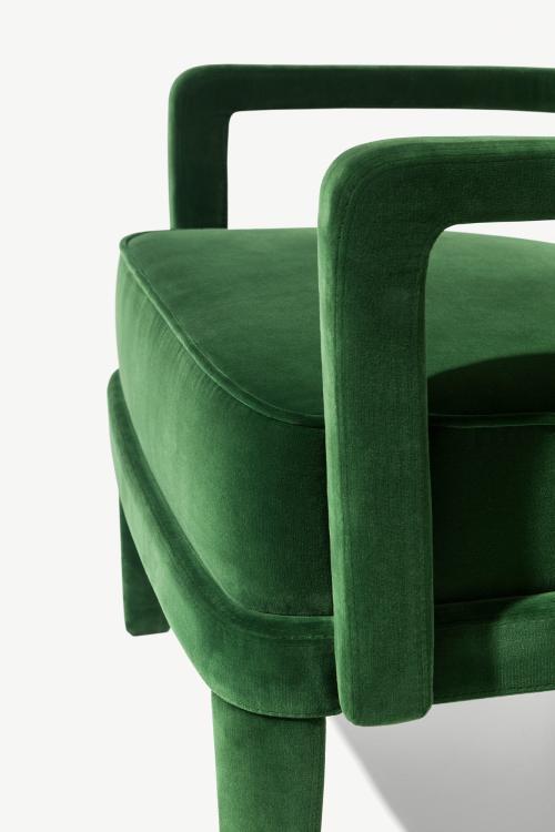 Zoe small armchair totally covering in green velvet