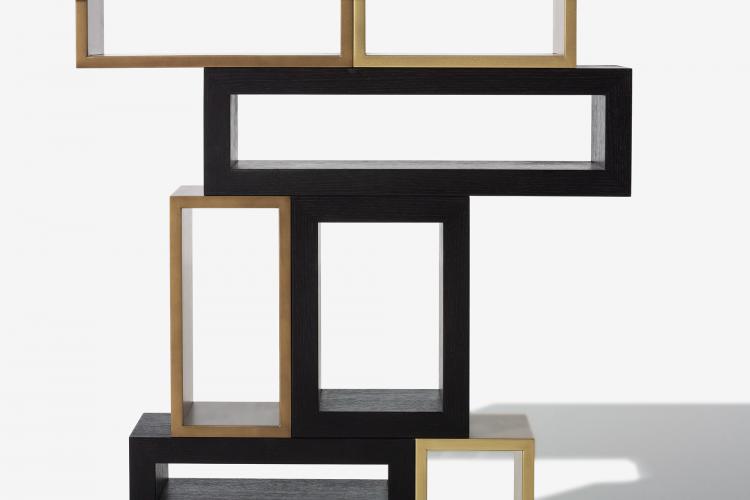 Genga console in Black Oak and bronze lacquered finish