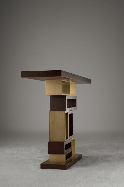 Genga console in Moka Oak and bronze lacquered finish