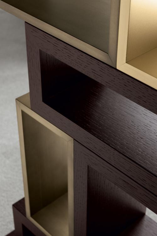 Genga console in Moka Oak and bronze lacquered finish