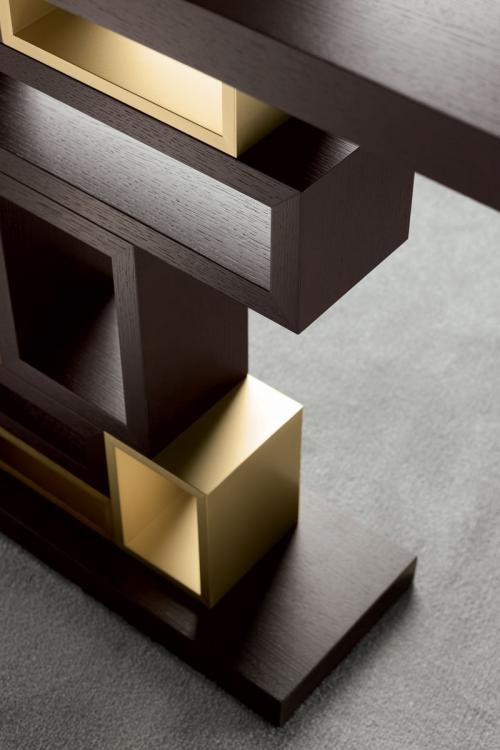Genga console in Moka Oak and bronze lacquered finish