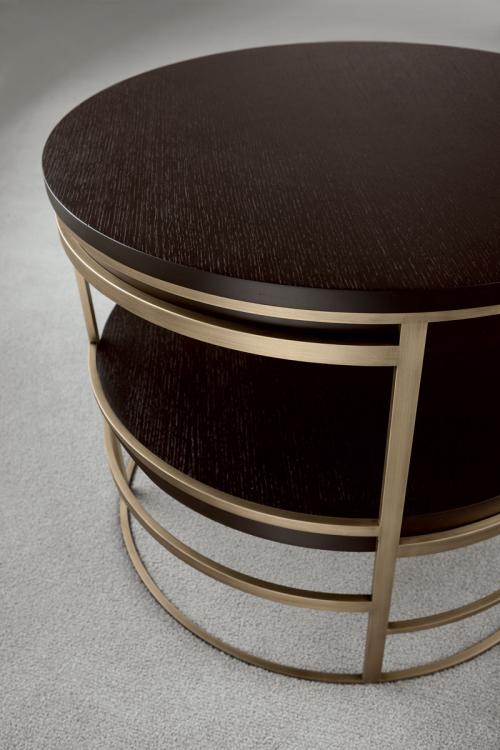 Medea coffee table in Moka Oak finish and bronze metal structure