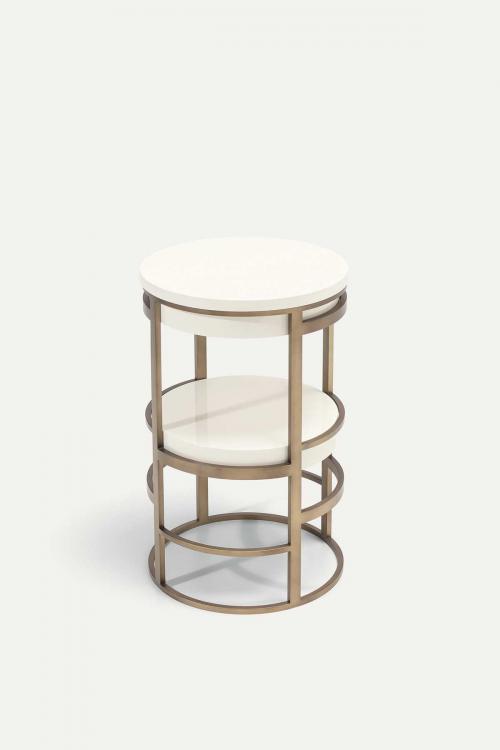 Medea side table in Avorio finish and bronze metal structure