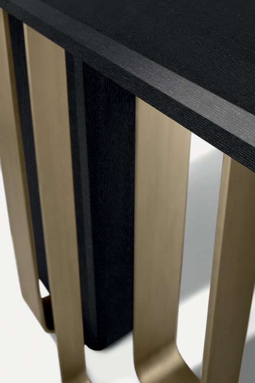 Saint Germain console in Black Oak finish and with bronze metal base