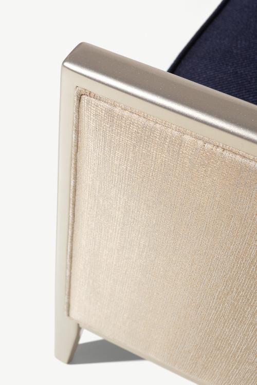 Saten armchair with metallic Prosecco finish structure and covered in velvet