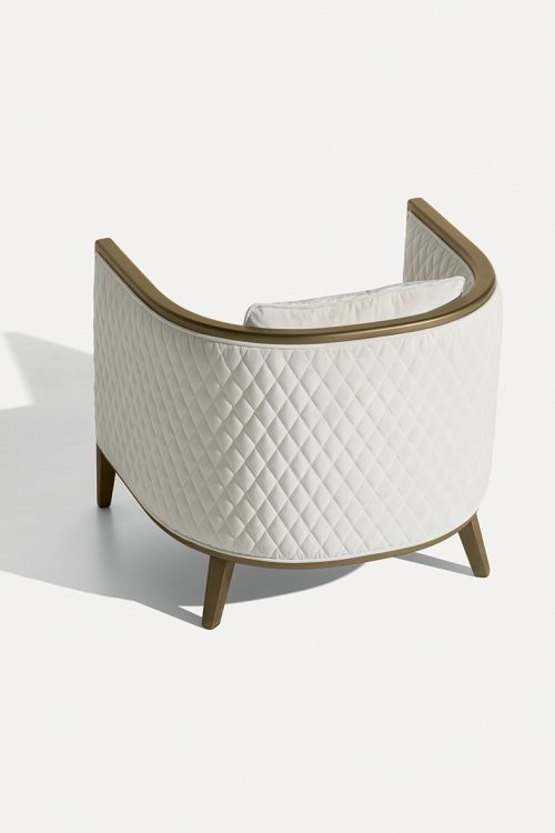 Saten armchair with bronze lacquered finish structure and covered in velvet