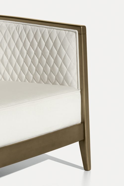 Saten armchair with bronze lacquered finish structure and covered in velvet