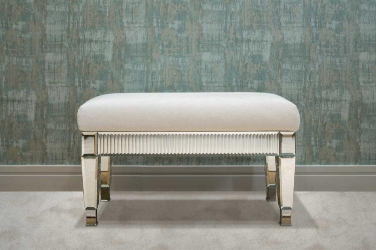 Rialto small bench, ribbed mirror finish