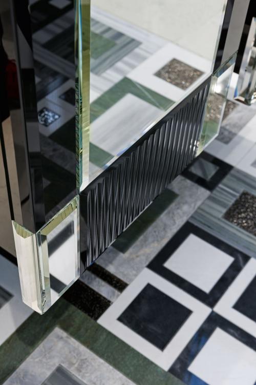 Rialto tall unit, Black glass, mirror