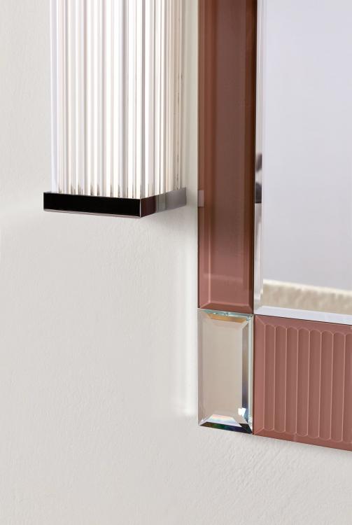 Rialto vanity unit, ribbed Marsala glass, mirror, Murano 2 wall lamp