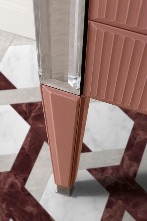 Rialto vanity unit, ribbed Marsala glass, mirror