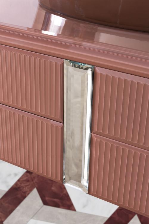 Rialto vanity unit, ribbed Marsala glass, mirror