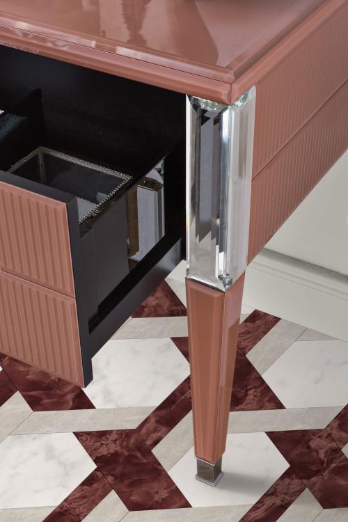 Rialto vanity unit, ribbed Marsala glass, mirror