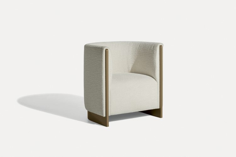 Adeline armchair in fabric and bronze finish