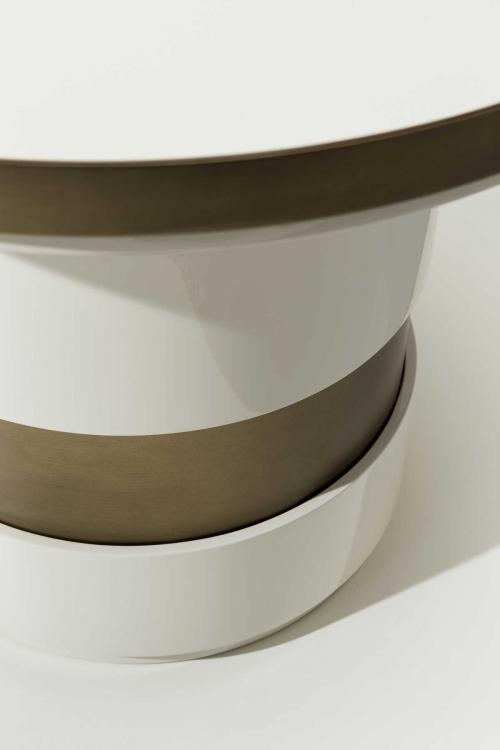 Eros side table in Avorio finish and bronze finish