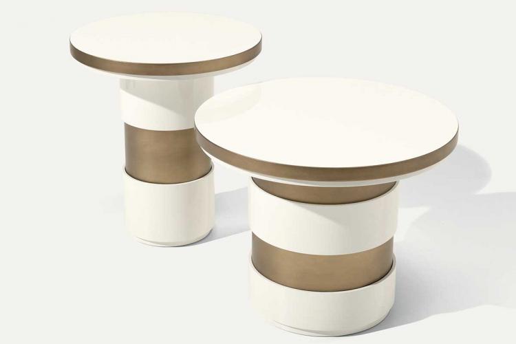 Eros side table in Avorio finish and bronze finish