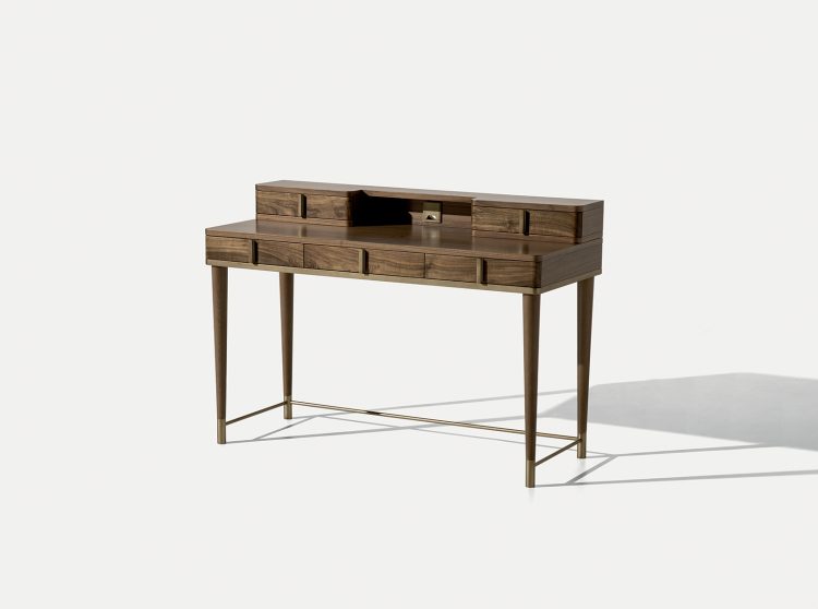 Dama writing desk - Walnut finish - bronze metal details