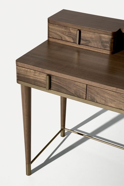 Dama writing desk - Walnut finish - bronze metal details