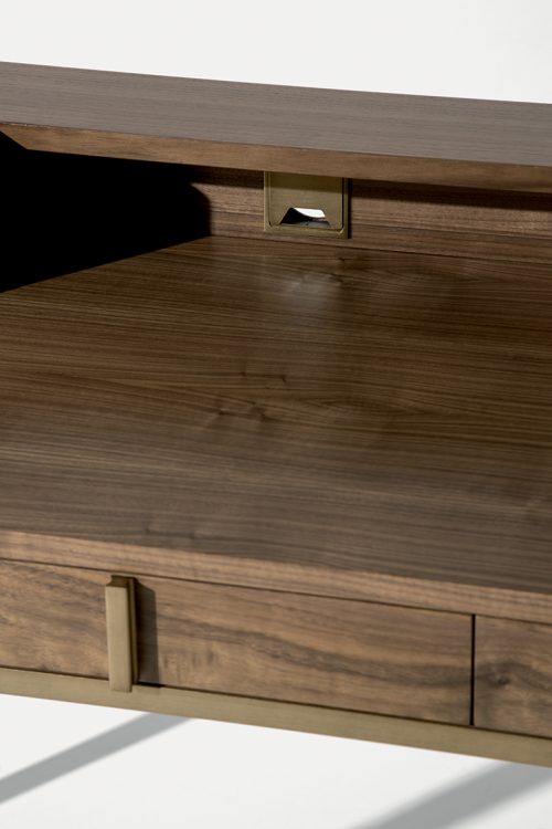Dama writing desk - Walnut finish - bronze metal details