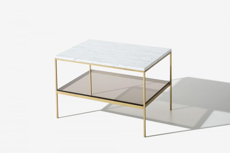 Morgan rectangular coffee table with marble top and bronze metal structure